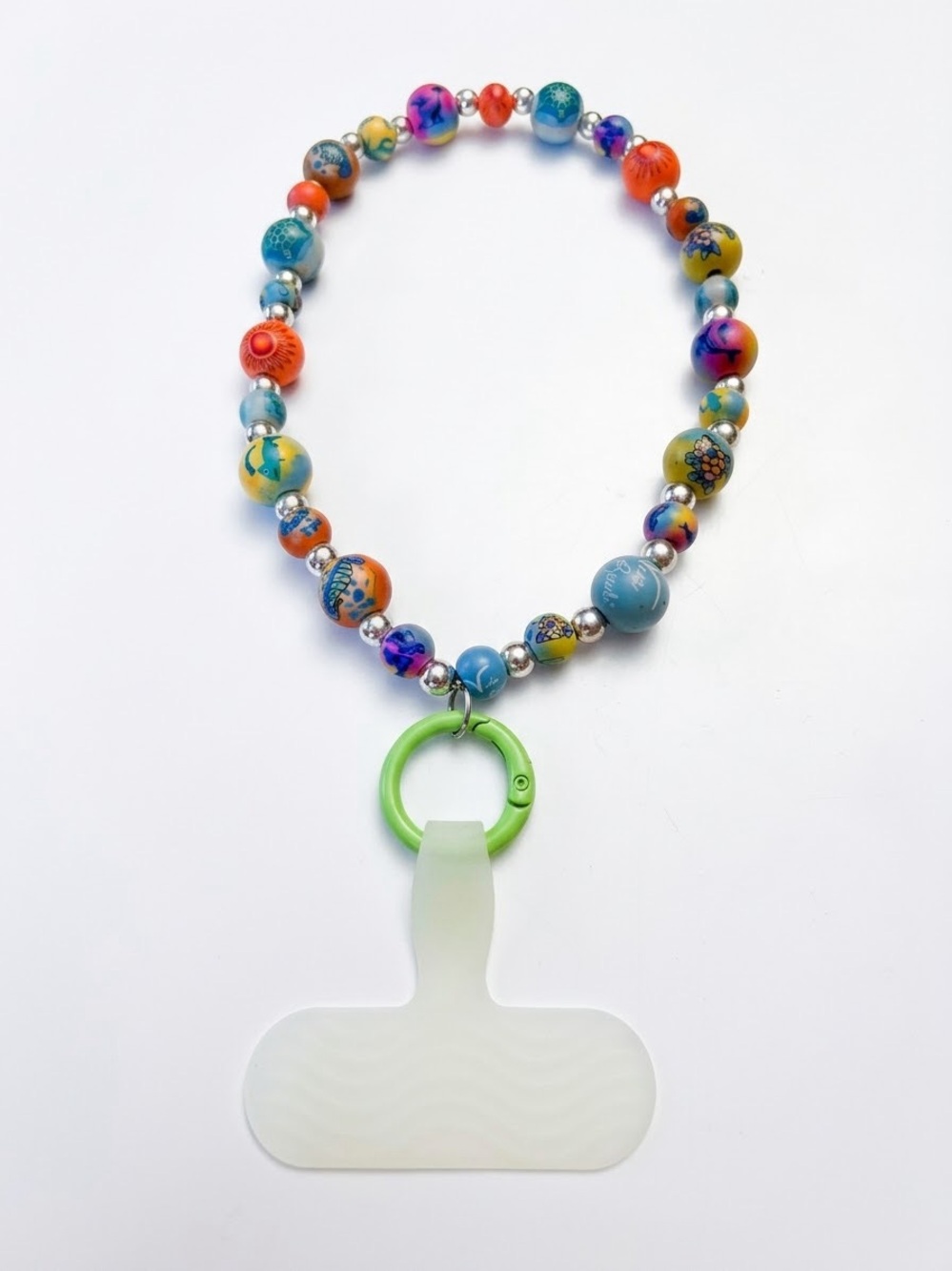 Viva clay bead phone case charm. With ocean wildlife.
